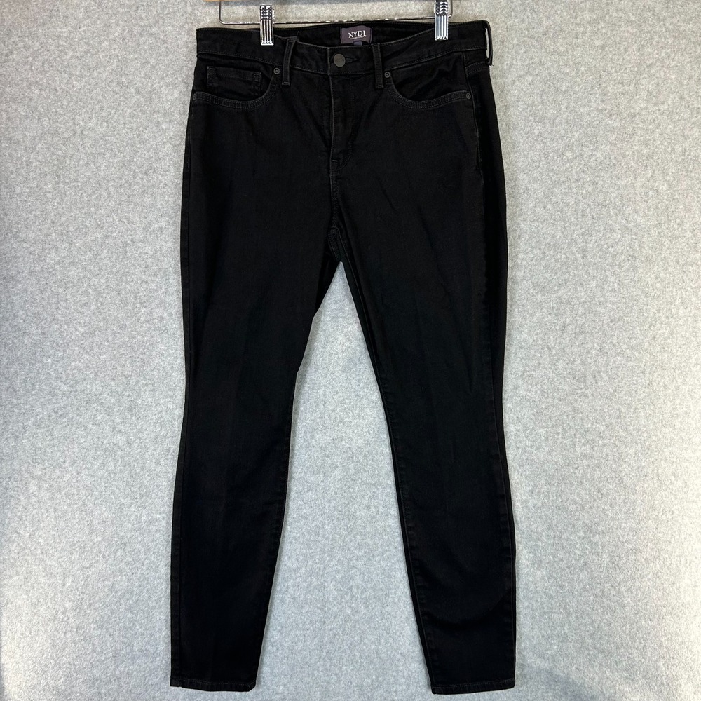 NYDJ Not Your Daughters Jeans Ami Skinny Black Denim Lift Tuck Size 8 Petite